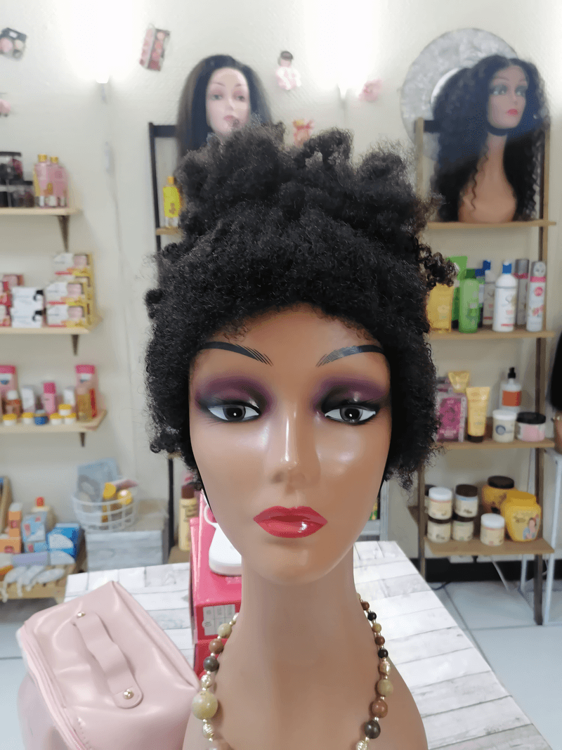 Perruque Ébène — Afro puff texturé · chignon haut — Beauty's House