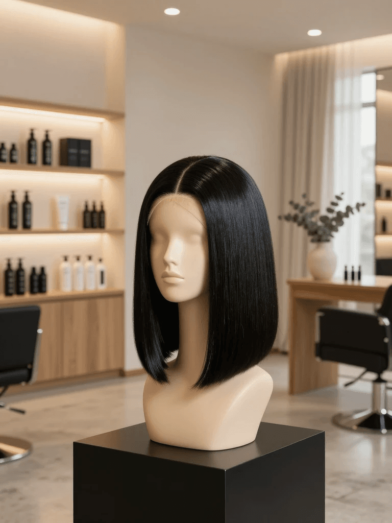 Perruque Nuit — Bob noir soie · coupe droite courte — Beauty's House